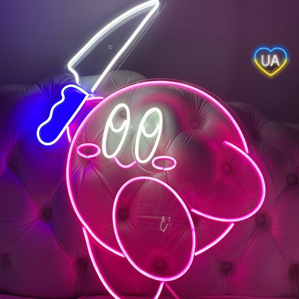 Kirby neon sign, Led kirby sign, Kirby led lamp, Kirby anniversary gift for him, Kirby wall decor, Kirby wall art, Kirby led sign
