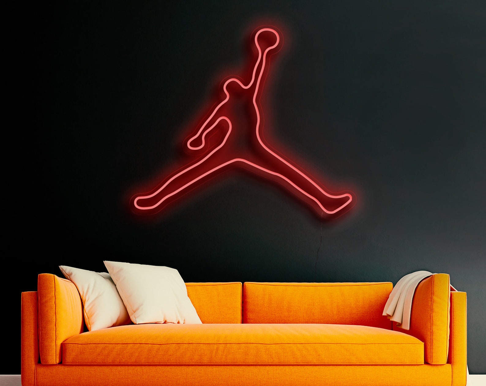 Air jordan neon sign art Jordan logo wall art Air jordan Etsy