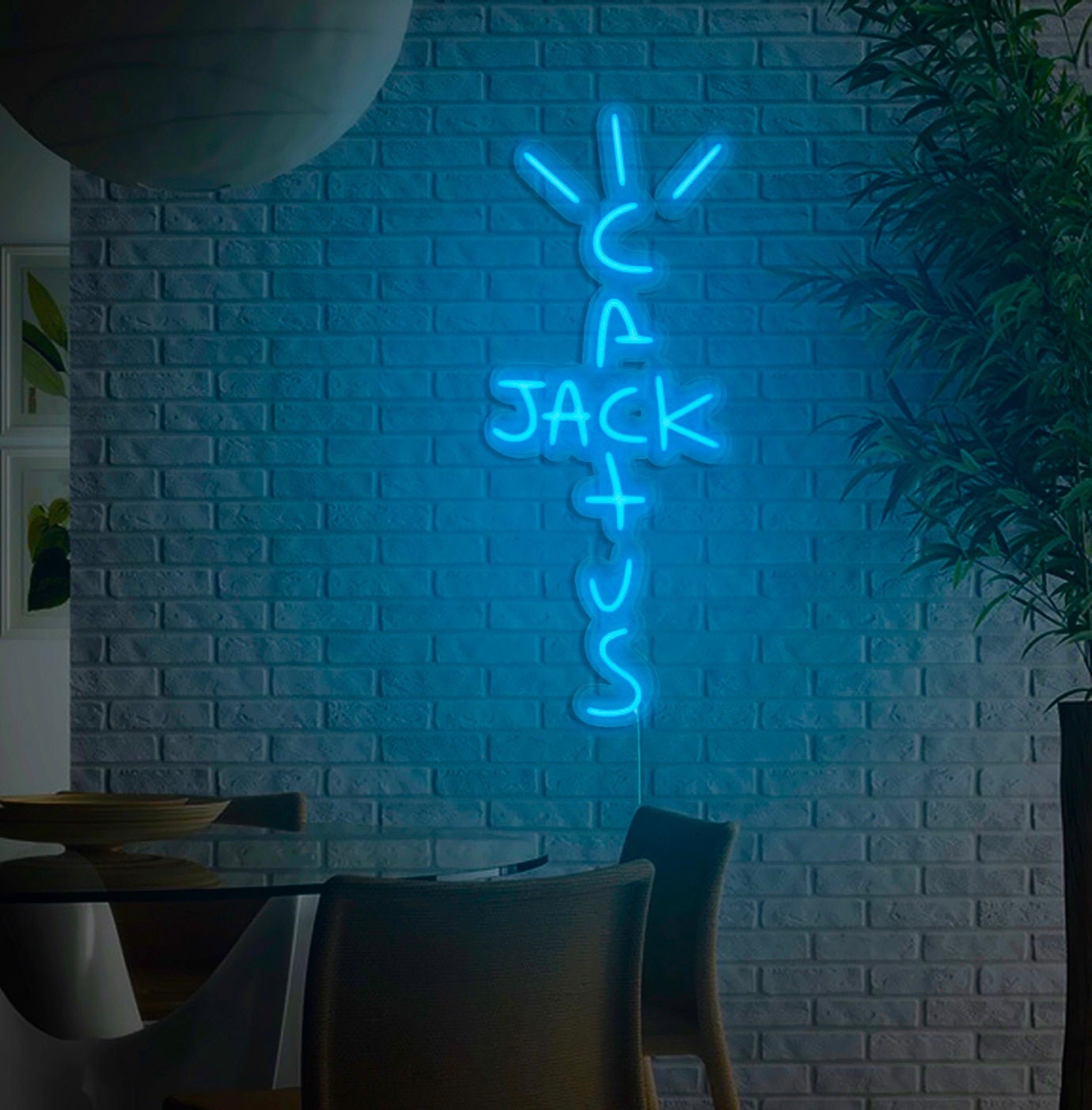 Lampe déco CACTUS JACK Plexiglas avec socle LED béton