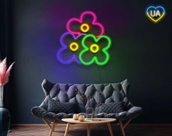 Signo de neón de flores dormitorio, Letrero de iluminación de neón de flores, Letrero de led de flores, Letrero de luz led de flores