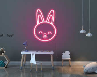 Bunny neon sign,Neon sign bedroom kids,Personalized Bunny Art Nursery,Rabbit neon sign,Led Light Sign for Kid, Kids Neon sign