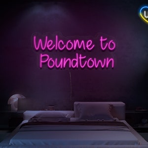Naughty valentines day gift for him, Poundtown sign bedroom decor, Neon sign for man cave, Master bedroom wall decor over the bed