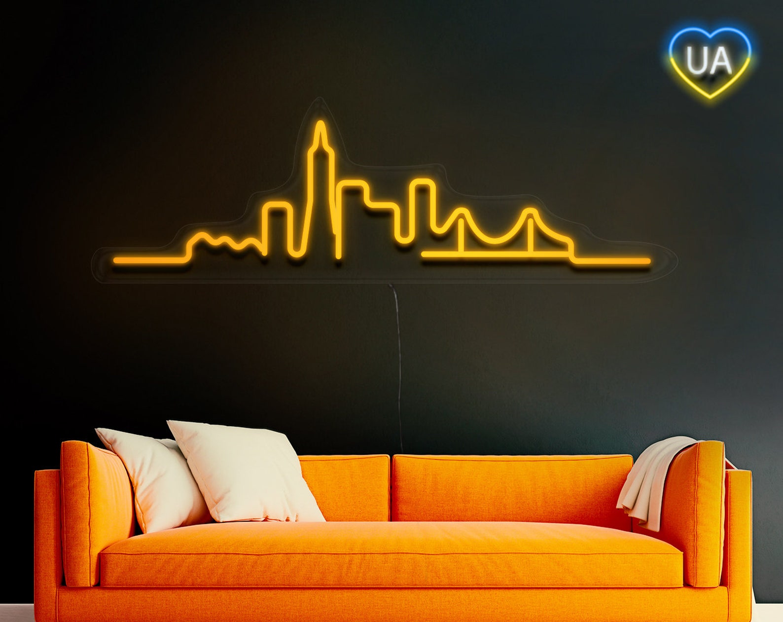 City Skyline Neon Sign Wall Decor, City Led Light Sign, Skyline Neon ...