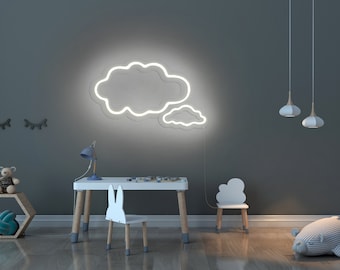 Luz de nube, letrero de neón de nube LED, luz de neón de nube, letrero de neón de nube, decoración de nube de guardería, letrero de neón para dormitorio de niños, letreros de neón para niños