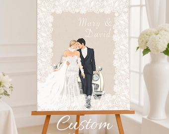 Custom Portrait Wedding Invite, Hand-Drawn Wedding Invitation, Personalized Portrait, Wedding Couple, Custom Wedding Invitation