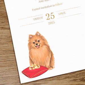 Hand drawn pet portrait, illustration of a dog, digital cute pet portrait for wedding invitation or gift, drawing of your pet from photo.