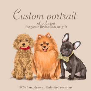 Custom pet illustration, Hand-drawn dog Portrait, Cute dog drawing for Gift, Cartoon illustration from photo