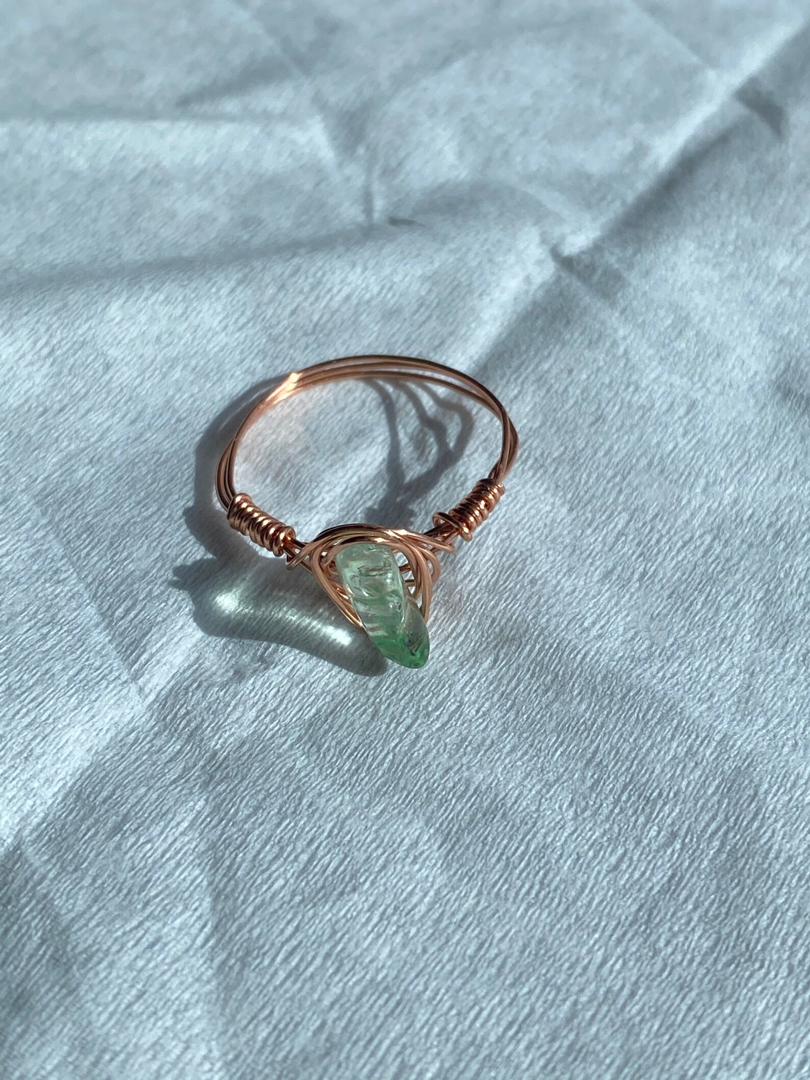 Green Colored Glaze ring Handmade Wire wrapped ring Etsy