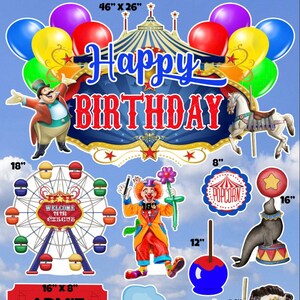 Cartes Joyeux anniversaire, enseigne de carnaval/cirque et style jardin (F181FS)