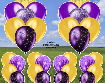 Purple & Yellow Glitter Balloons Yard Cards (F106HS)