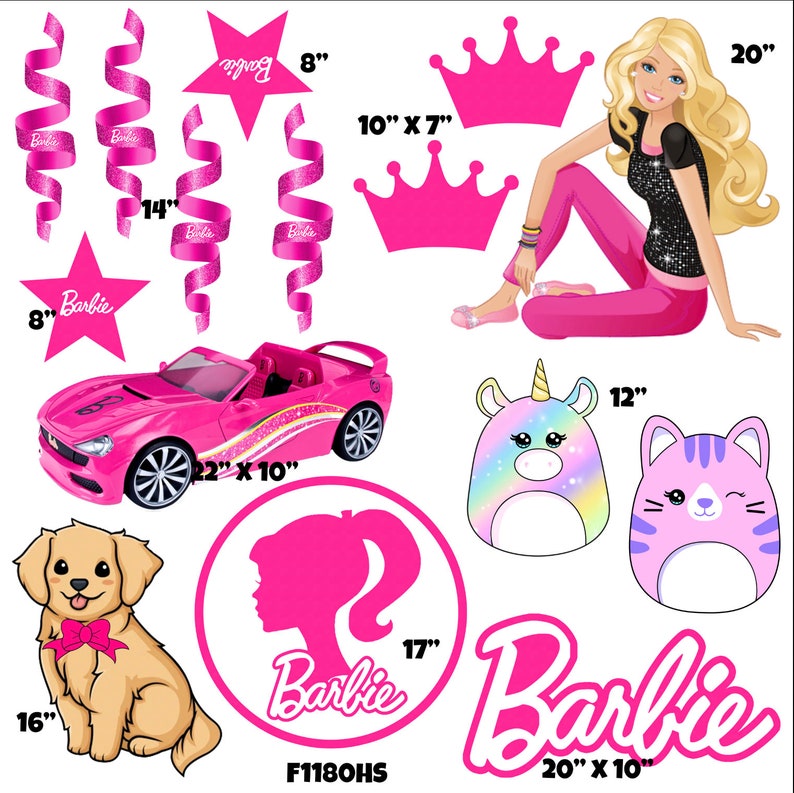 Happy Birthday Pink and White Barbie Doll Sign & Filers Yard Cards - Etsy