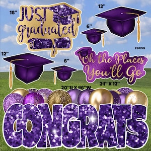 Graduation Sign & Cap Sets Half Sheet Options Multiple Color Choices! Yard Cards