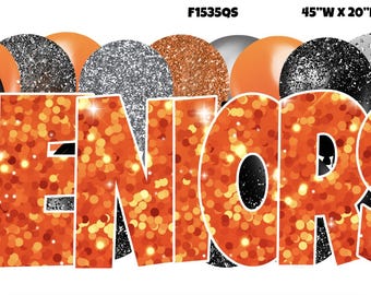 Seniors with Balloons One Large Sign Quarter Sheet Yard Cards