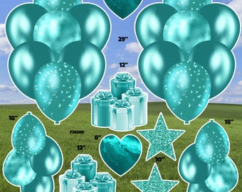 Turquoise Flair & Balloons Yard Cards (F366HS)