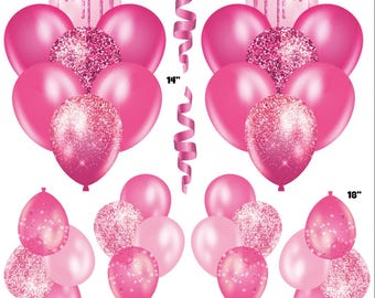 Pink Glitter Balloons 2 streamers Yard Cards (F1492HS)