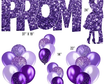 Prom Sign Purple Balloons Couple Dancing Yard Card (F1453HS)