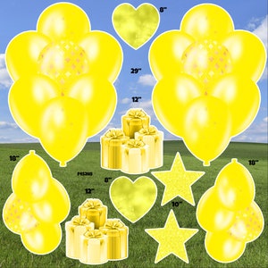 Tarjetas de jardín con diseño de globos y adornos amarillos (F452HS)