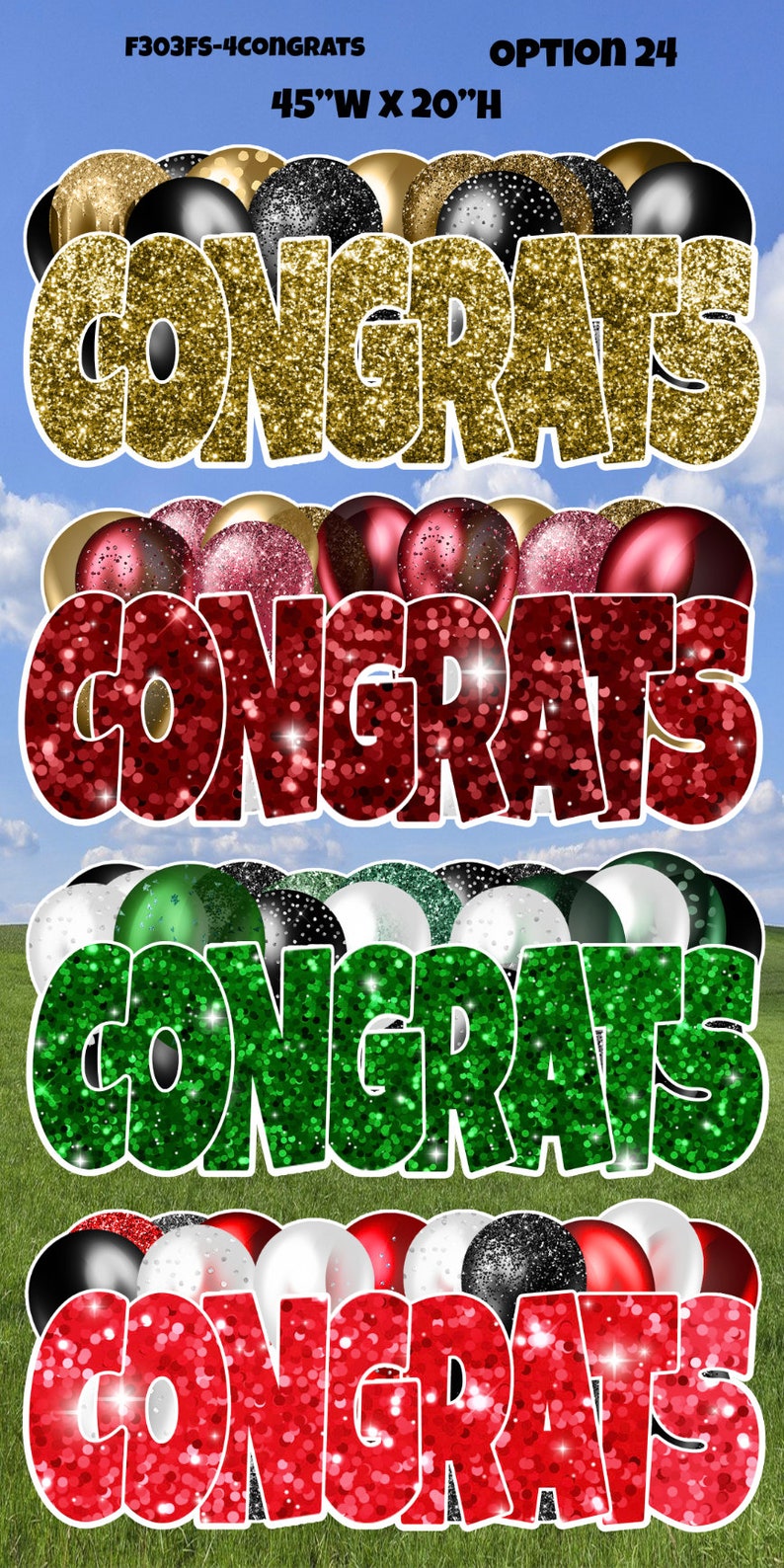 Congrations Sign CONGRATS & CONGRATULATIONS Sign Set of 4 Color/styles Yard Cards - Etsy