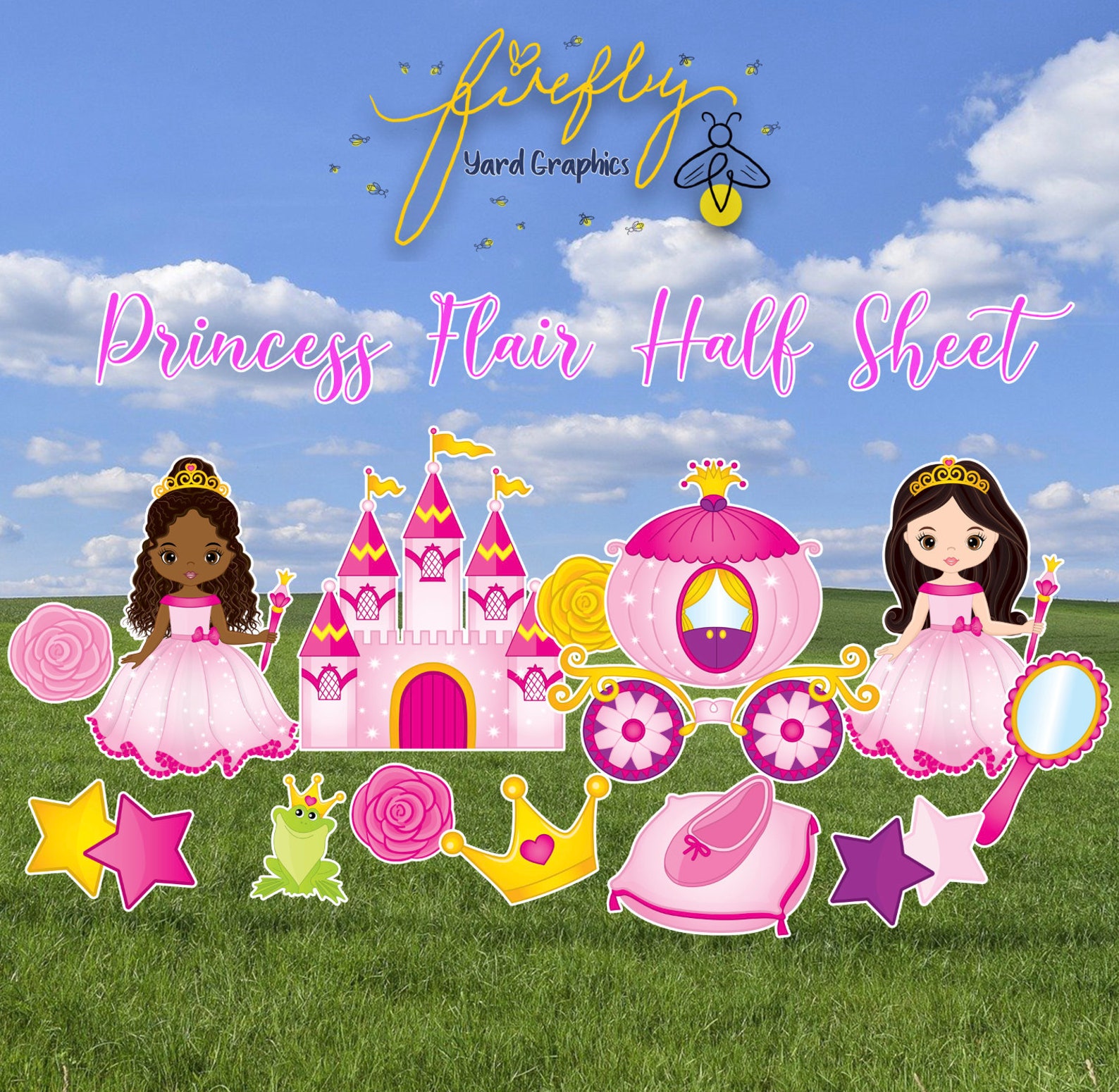Princess Flair Pink Theme Yard Cards (F042HS) - Etsy