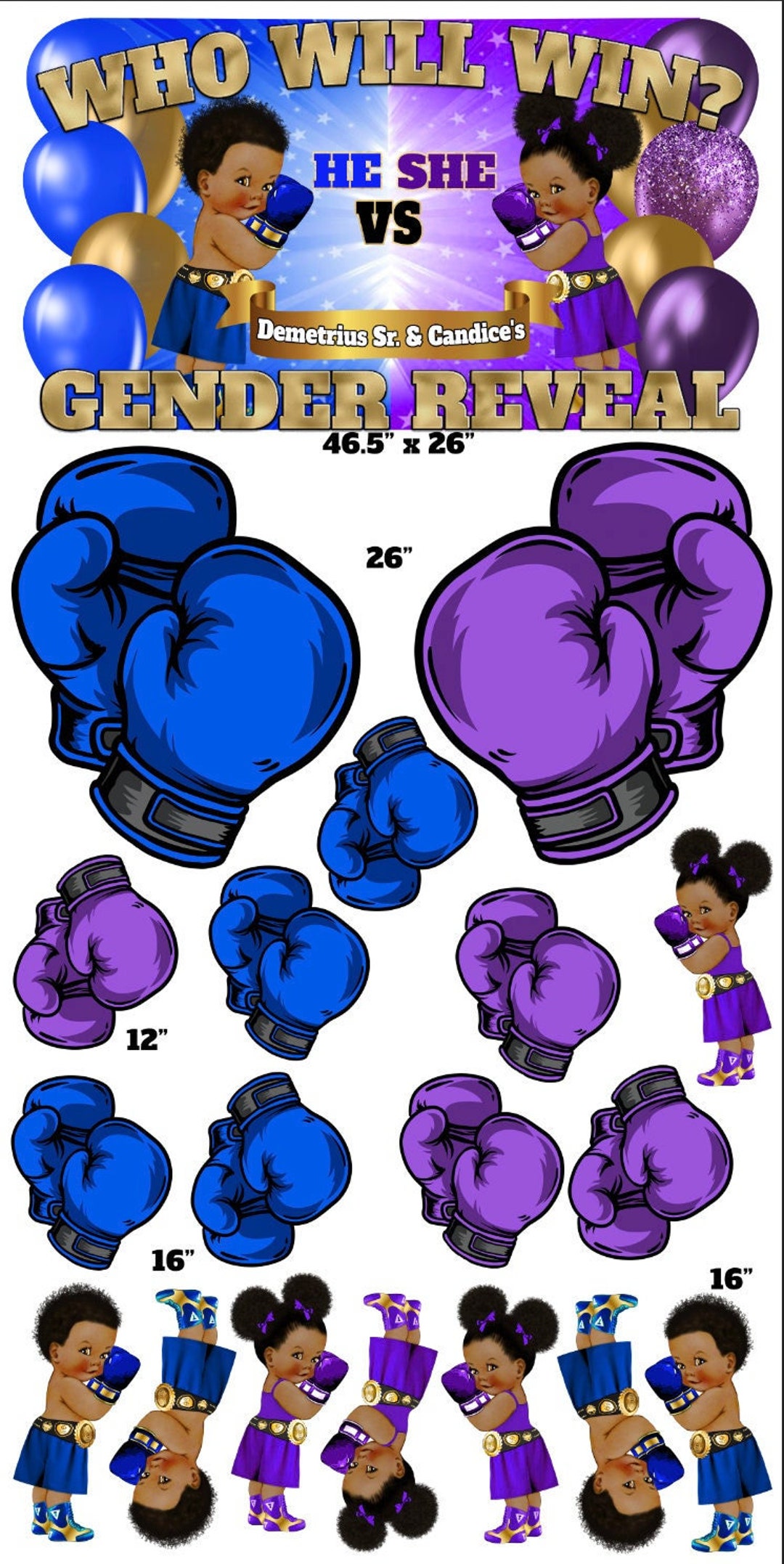 Gender Reveal Boxing Babies Custom Sign & Flair Yard Cards Etsy