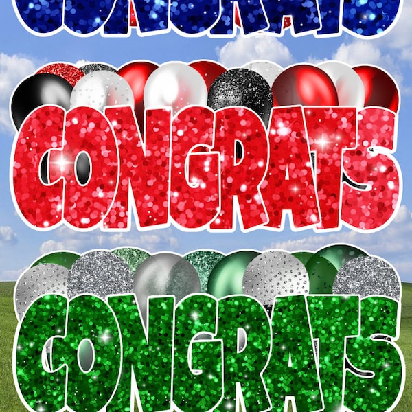 CONGRATS Sign Set of 4 Color/Styles Yard Cards