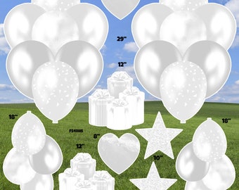 White Marble Flair & Balloons Yard Cards (F548HS)