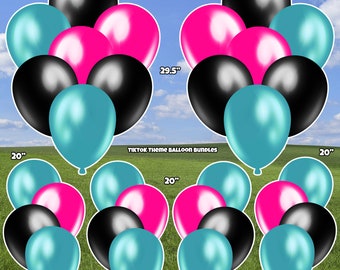 TikTok Themed Balloon Bundles Aqua, Pink & Black Yard Cards (F486HS)