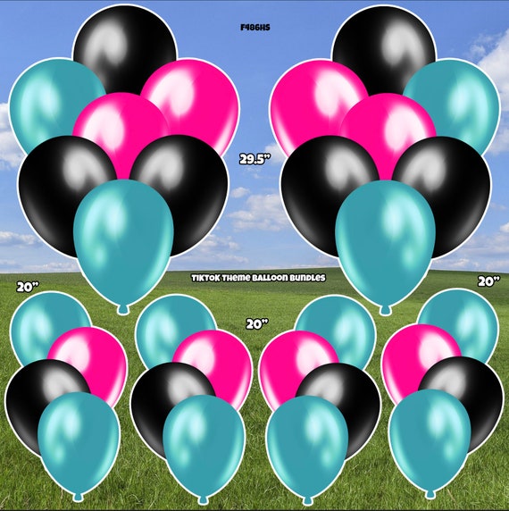 Tiktok Themed Balloon Bundles Aqua Pink & Black Yard Cards - Etsy