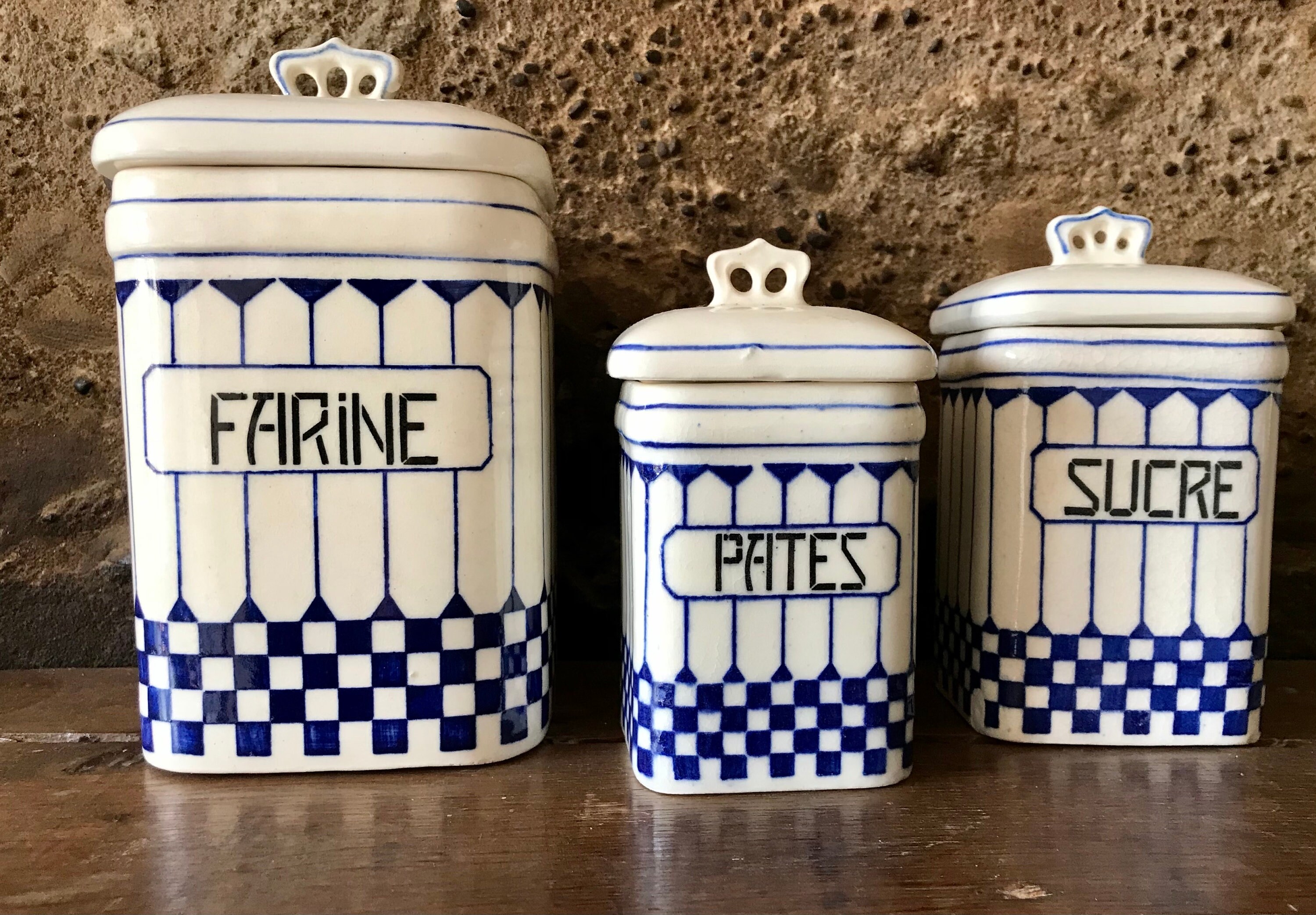Vintage Französische Porzellan Küchenkanister 3 Stück Mehl | Etsy