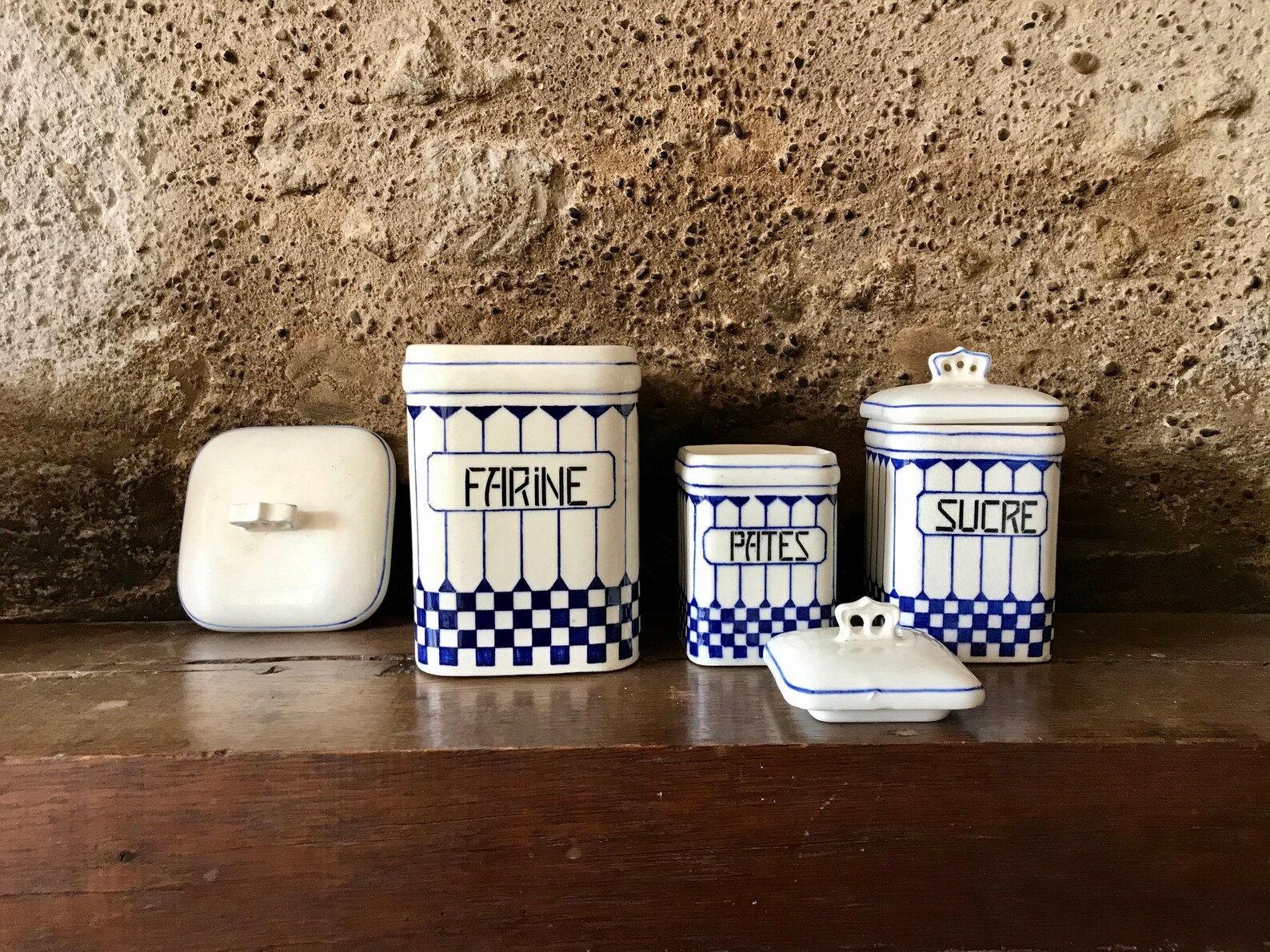 Vintage Französische Porzellan Küchenkanister 3 Stück Mehl | Etsy