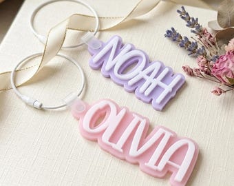 Personalized Wedding Welcome Bag Keychain, Custom Bridesmaid Bridal Party Gift, Acrylic Luggage Key Chain