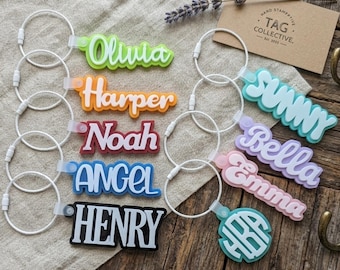 Custom Summer Camp Bag Tag for Kids, Personalized Stroller Name Label with Durable Wire Loop for Family Travel