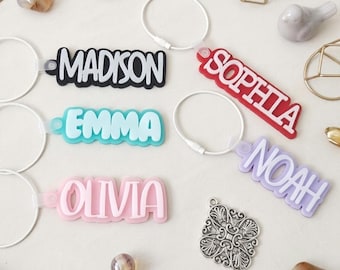 Personalized Name 3D Keychain Cutsomize Backpack Name Tags Retro Keychains Gifts