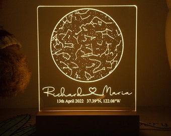 Custom Star Map Night Light, Night Sky Constellation Map Night Light, Stars Chart Gift, Birthday Gift, Anniversary Gift, Baby Gift