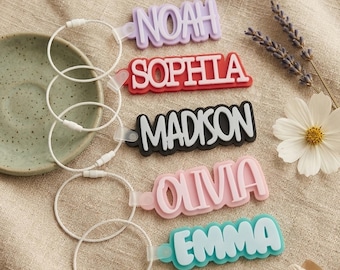 Personalized Backpack Keychain for Kids, Custom Birthday Party Favor Gift, Acrylic Keyring for Family Travel Bags