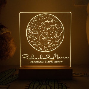 Mappa stellare personalizzata Luce notturna, Mappa della costellazione del cielo notturno Luce notturna, Regalo della carta delle stelle, Regalo di compleanno, Regalo di anniversario, Regalo per bambini