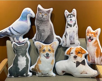 Oreiller personnalisé pour animaux de compagnie, oreiller photo personnalisé pour animaux de compagnie, cadeau commémoratif pour animaux de compagnie, oreiller de forme personnalisée, oreiller pour chien, oreiller pour chat