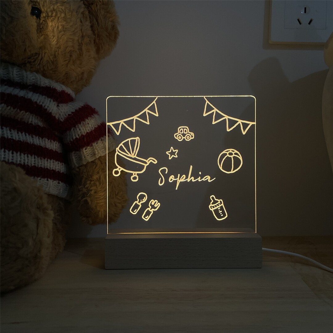 Personalized Cute Baby Boy Night Light Nursery Decor Etsy