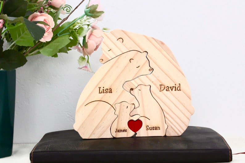Wooden Bear Family Puzzle Family Keepsake Gifts Mother's Day Gift Gift for Parents Animal Family Home Gift Wedding Anniversary image 8