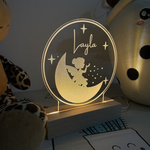 Custom Baby Girl Gift, Night Light, Personalized Fairy Night Light, Baby Birthday Gift, 3D Night Light, Children's Bedroom Light image 4