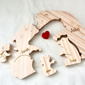 Puzzle de famille ours en bois Cadeaux souvenirs de famille Cadeau pour la fête des mères Cadeau pour les parents Cadeau animal pour la maison de famille Anniversaire de mariage image 7
