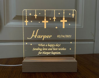 Custom Baptism gift for kid, Baby night light christening, baby girl baptism favor, baby boy baptism gift