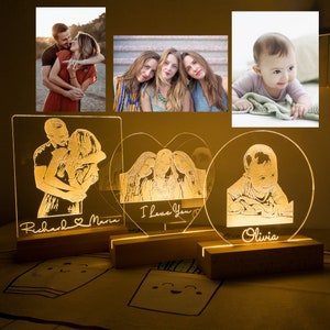 Custom Photo Lamp, 3d Photo Lamp, Night Light, Picture Lamp, Portrait Night Light, Picture Night Light, Anniversary Gift, Birthday Gift