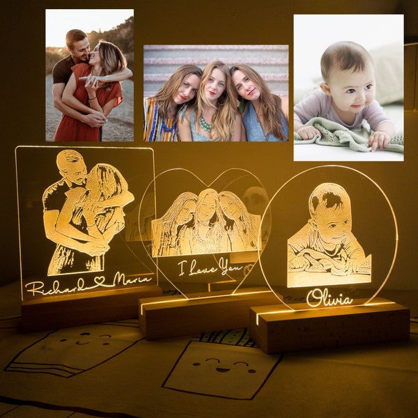 Personalisierte Fotolampe, 3D Fotolampe, Nachtlicht, Bilderlampe, Portrait Nachtlicht, Bild Nachtlicht, Jubiläumsgeschenk, Geburtstagsgeschenk