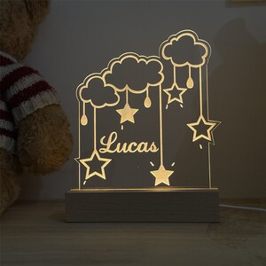 Luz noturna estrela e nuvem, presente de chá de bebê, luz de berçário, presente para recém-nascido, presente para menina de nascimento, novo presente para bebê, presente para bebê, presente para quarto de bebê