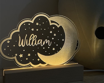 Baby Gift, Personalized Moon & Star Night Light, New Baby Gift, Nursery Lamp, Newborn Gift, Baby Shower Gift, Gift Birth Girl