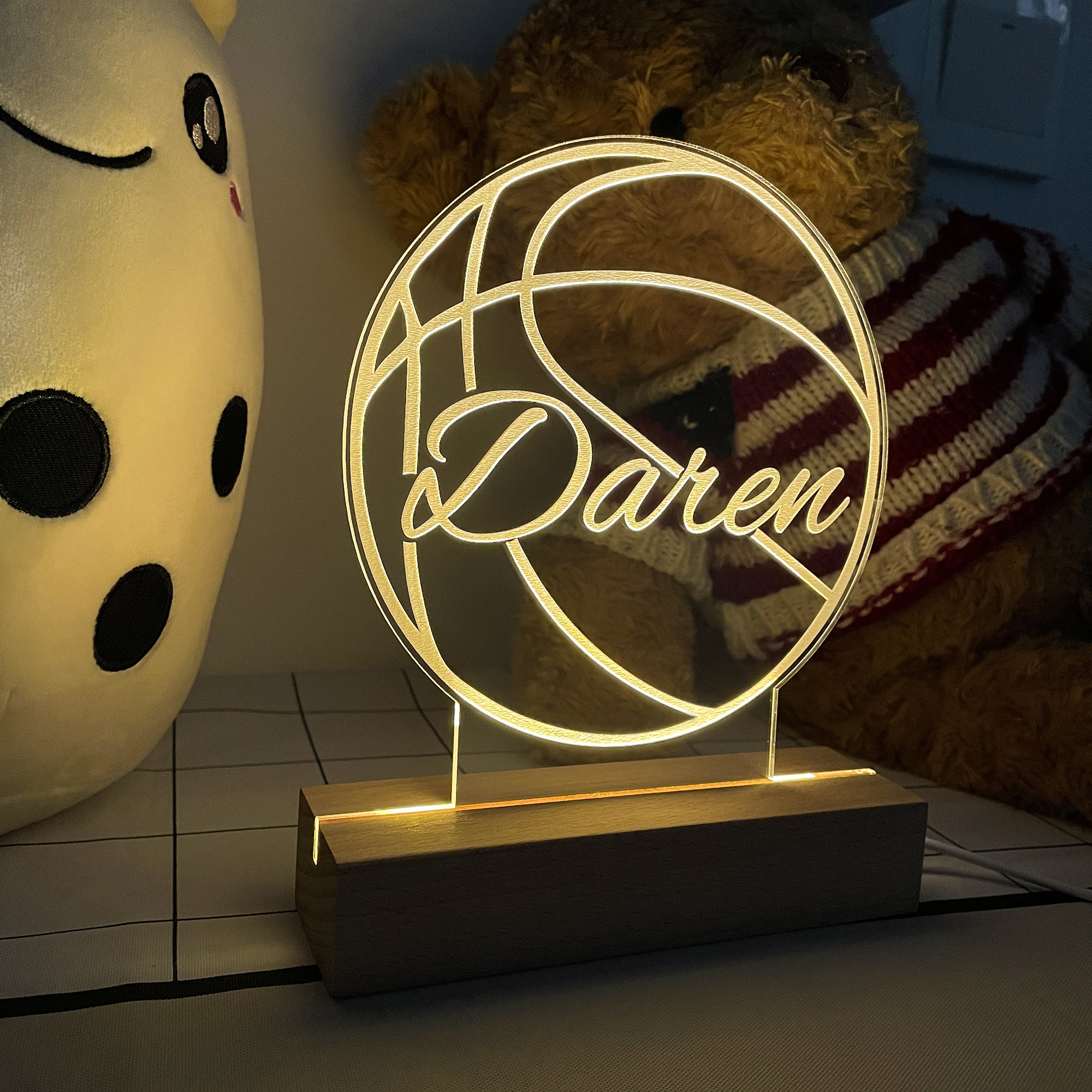 Personalized 3D Illusion Lamp Basketball 3D Lamp Desk Lamp Etsy
