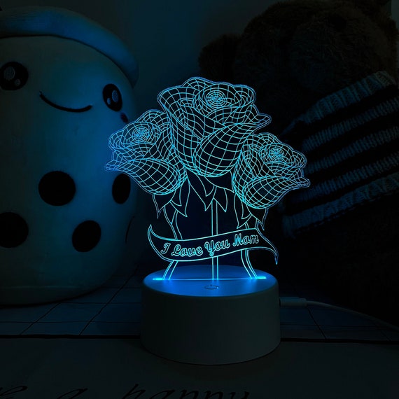 Personalized 3D Illusion Lamp Desk Lamp Night Light LED Rose | Etsy