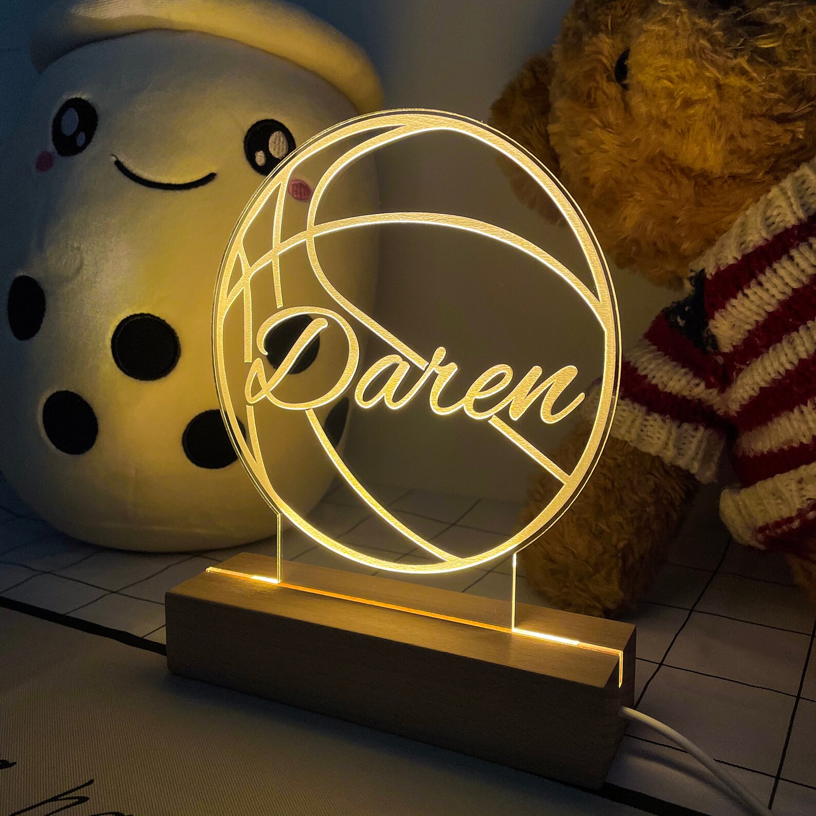 Personalized 3D Illusion Lamp Basketball 3D Lamp Desk Lamp Etsy