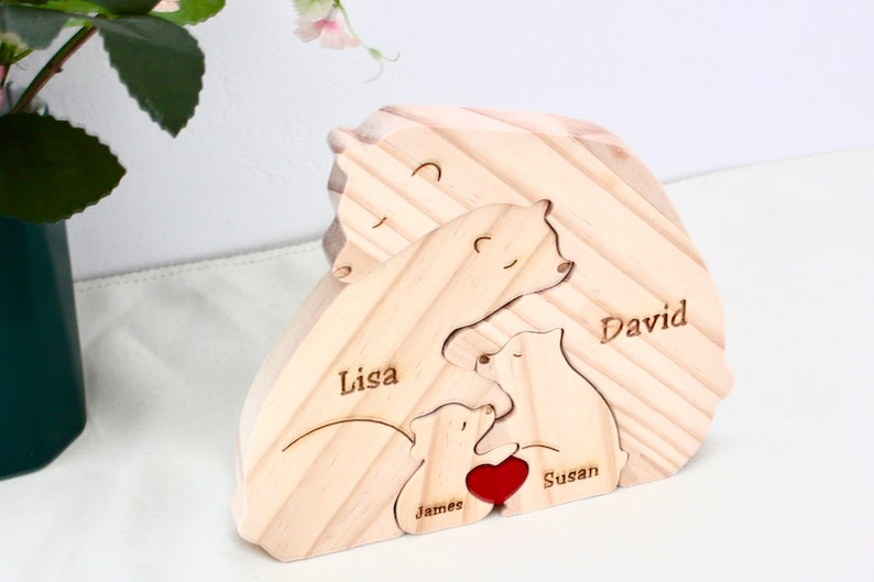 Wooden Bear Family Puzzle Family Keepsake Gifts Mother's Day Gift Gift for Parents Animal Family Home Gift Wedding Anniversary image 5